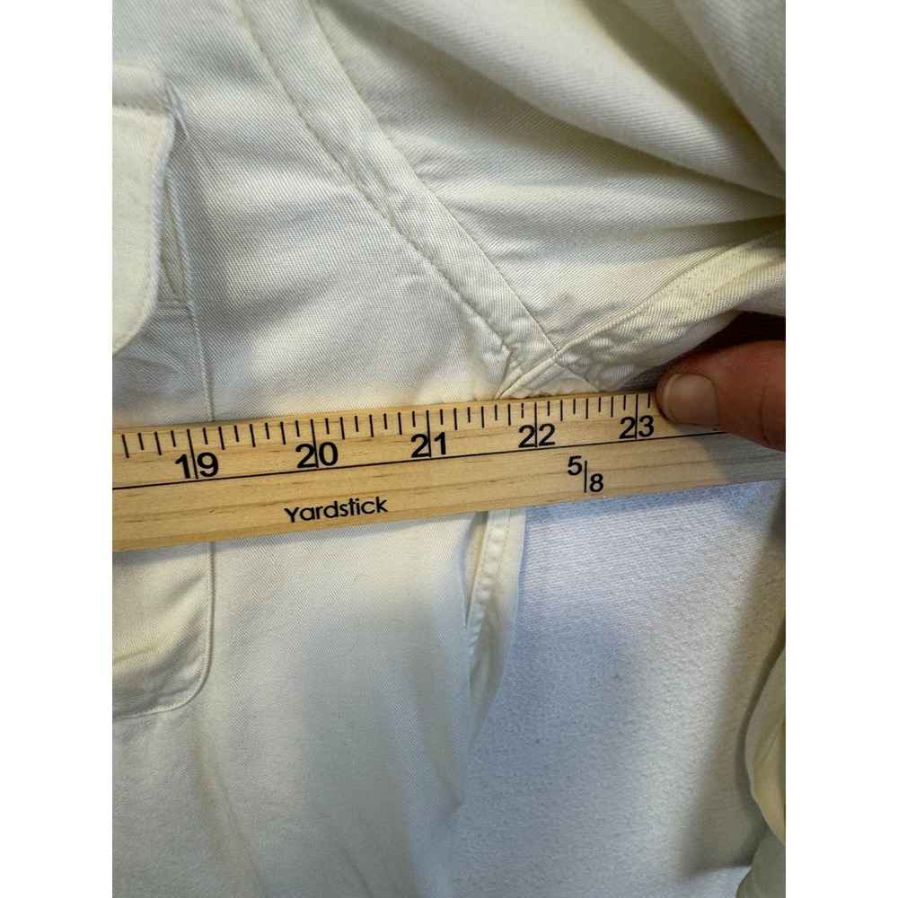 Ralph Lauren Button Down Shirt Ivory Rayon Camp Collar Utility Blouse Vintage 8 - Picture 3 of 8